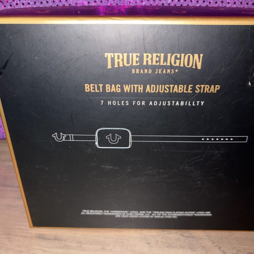 True Religion Denim Belt Bag Horseshoe Logo Y2K Crossbody Adjustable Strap - Picture 9 of 11